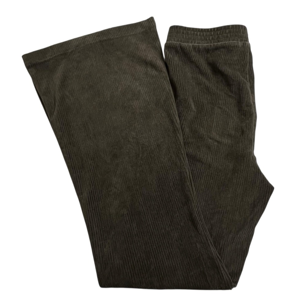 Aerie Womens Small Brown Corduroy Mid Rise Flare Leg Elastic Waist Pull on Pants